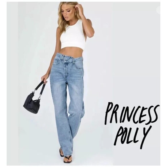Princess Polly Light Blue High Rise Jeans - Picture 1 of 15